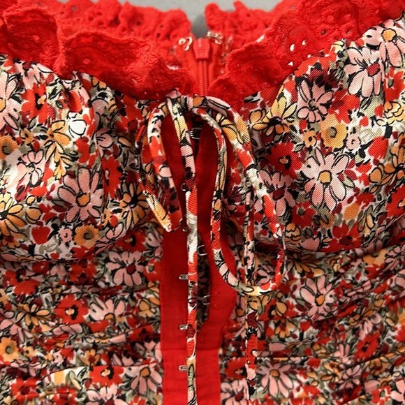 Musette Mini Ruffle Cottage Boho style mini bustier top floral dress size small - Picture 8 of 16